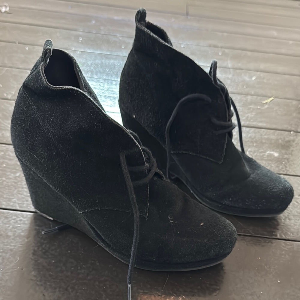 Women's Black Suede Dolce Vita Wedge Ankle Boots